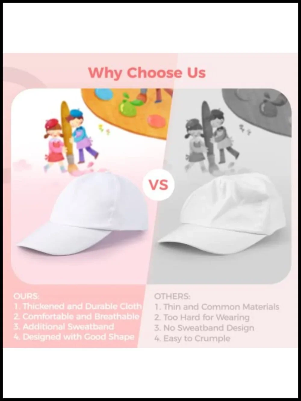 DIY Kids Baseball Caps 30 Pk Plain Polyester Sun Hat Party Favors